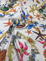 Sea Shell Pattern Fabric, White Base Fabric By The Yard - Whotex Online Fabric Store