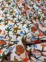 Sea Shell Pattern Sequin Fabric, 2 - Way Stretch Sequin Fabric By The Yard - Whotex Online Fabric Store