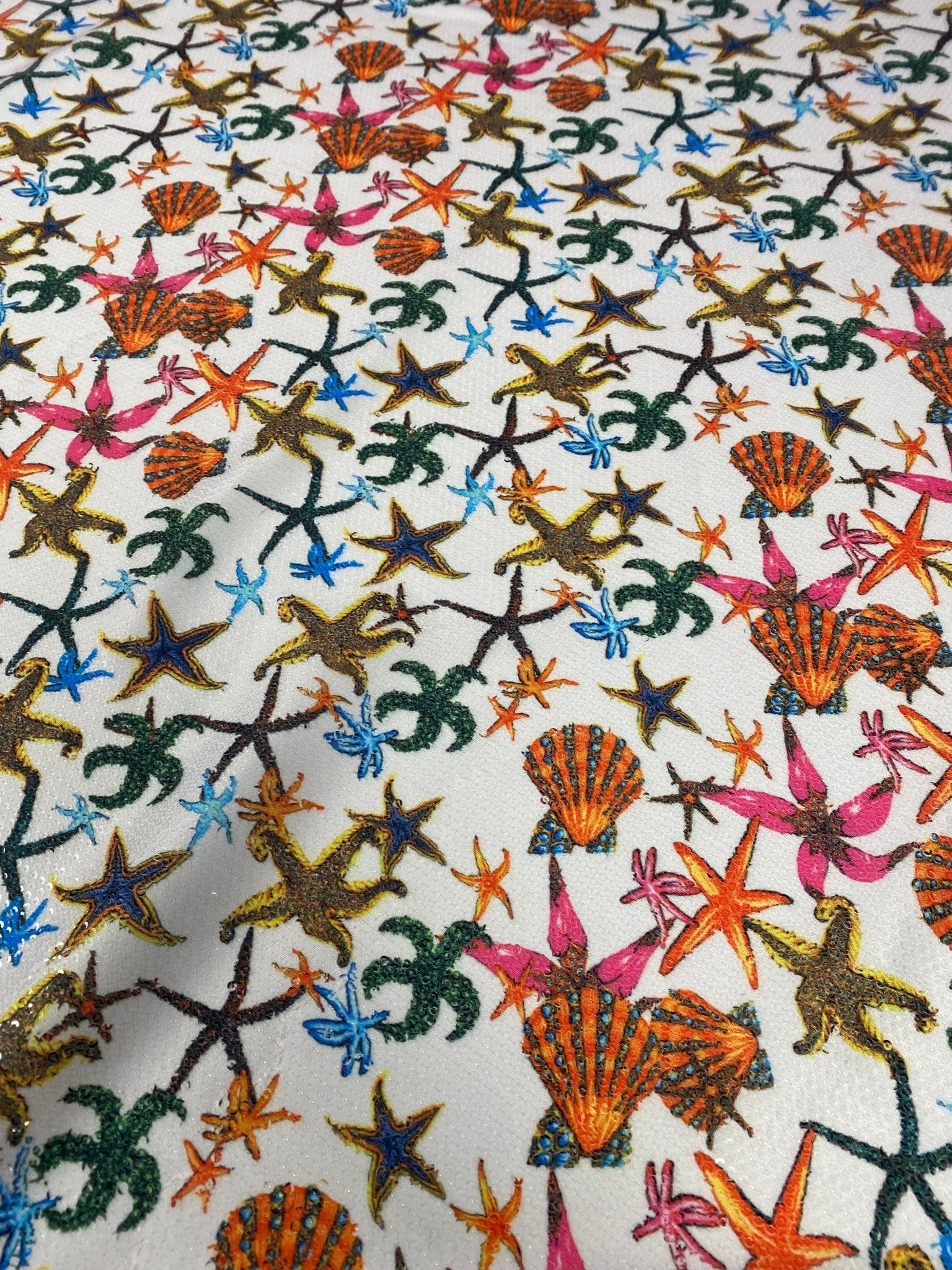 Sea Shell Pattern Sequin Fabric - Whotex Online Fabric Store