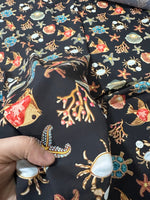 Sea Shell With Starfish On Black Pattern Fabric - Whotex Online Fabric Store