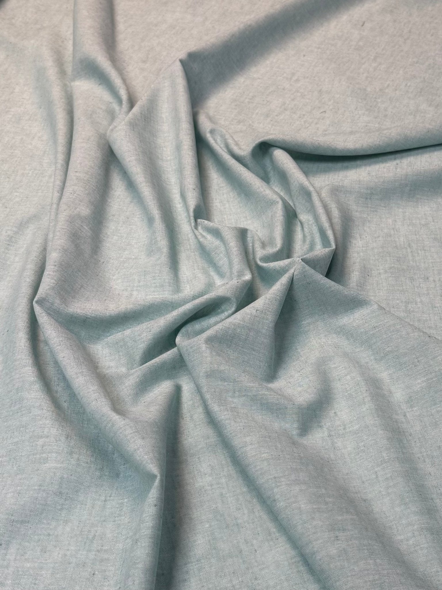 Seafoam Green Cotton Linen Fabric by the Metre - Whotex Fabrics London