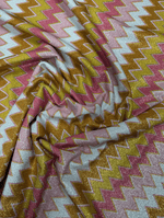 Shimmer Zigzag Lurex Fabric – Pink & Gold Multi | Dressmaking - Whotex Fabrics London