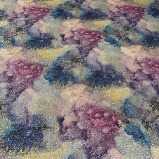 Shimmering Tie Dye Lurex Fabric by the Metre - Whotex Fabrics London