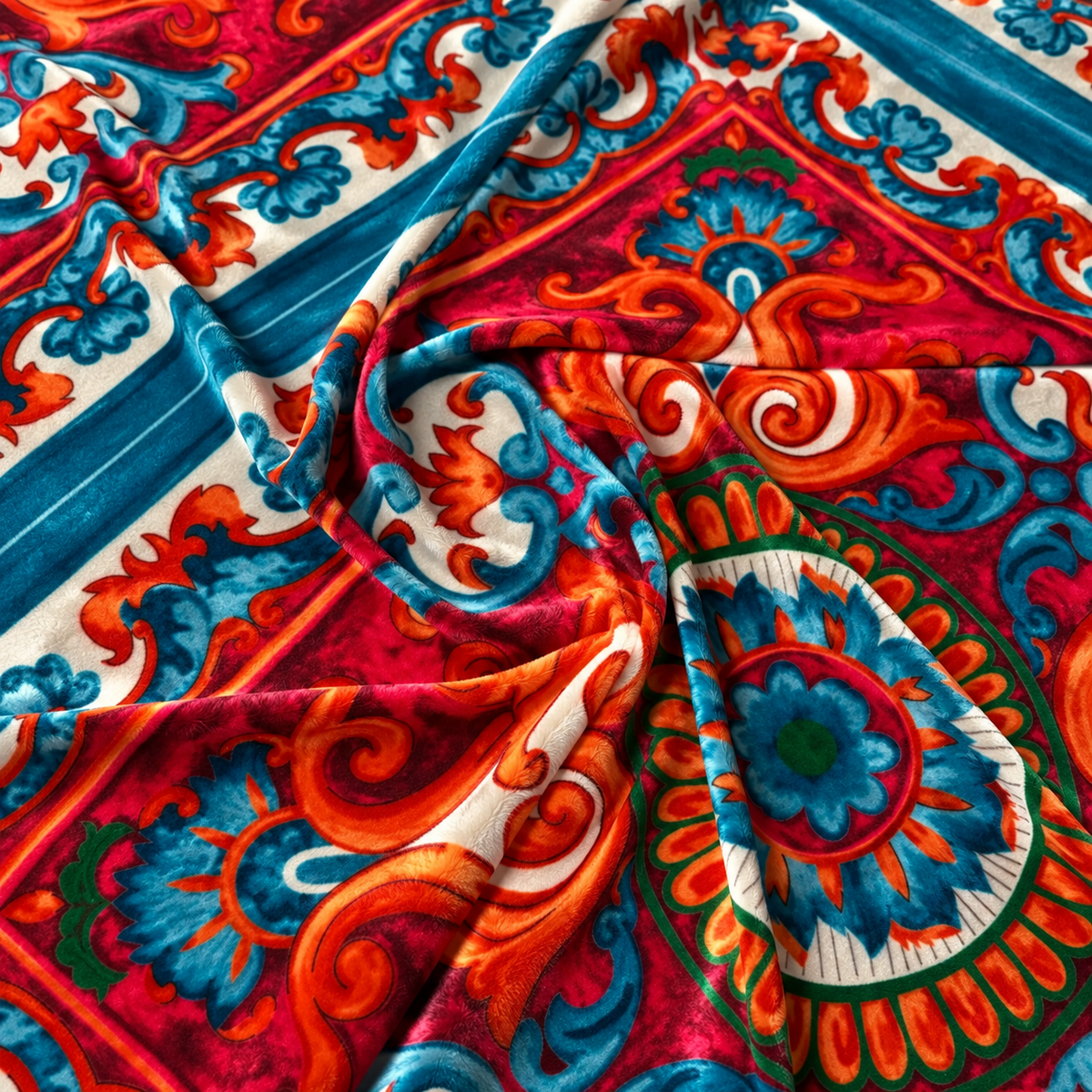 Sicilian Caretto Pattern Velvet Fabric by the Metre - Whotex Fabrics London