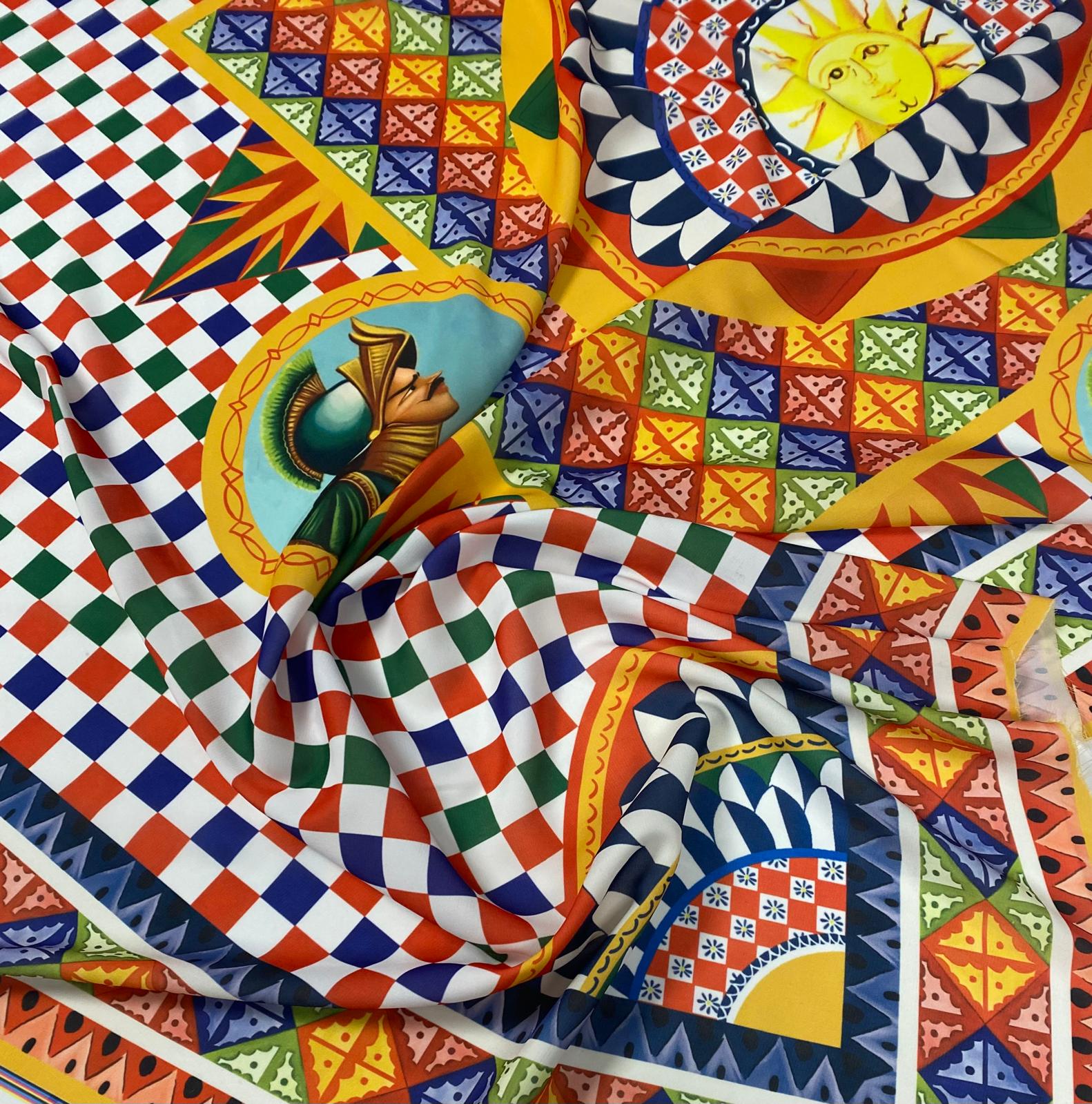 Sicilian Majolica Crepe Fabric by the Metre – Mediterranean - Whotex Online Fabric Store