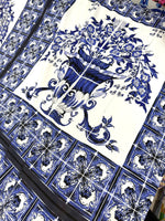 Sicilian Pattern Fabric, Majolica Flowers Pattern Fabric - Whotex Online Fabric Store