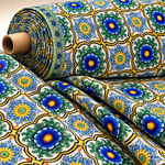 Sicilian Pattern Green Fabric by Metre - Whotex Fabrics London
