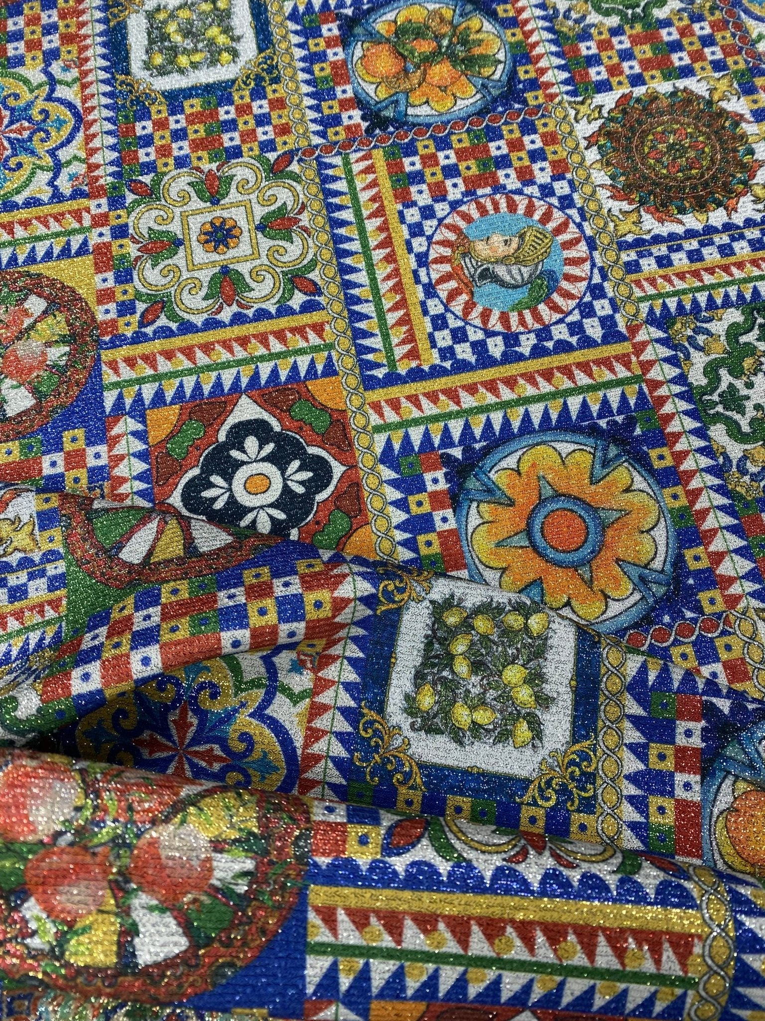 Sicilian Pattern Italian Fabric by Metre - Whotex Fabrics London