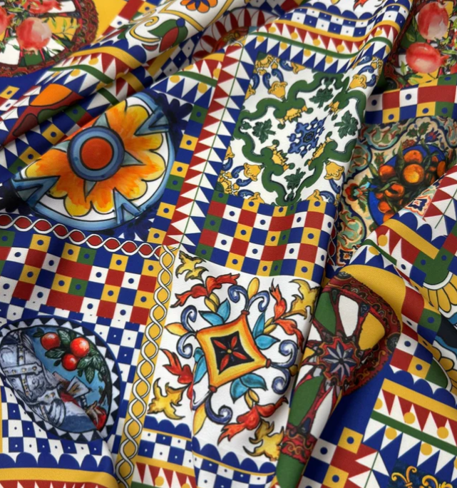 Sicilian Pattern Italian Fabric by Metre - Whotex Fabrics London