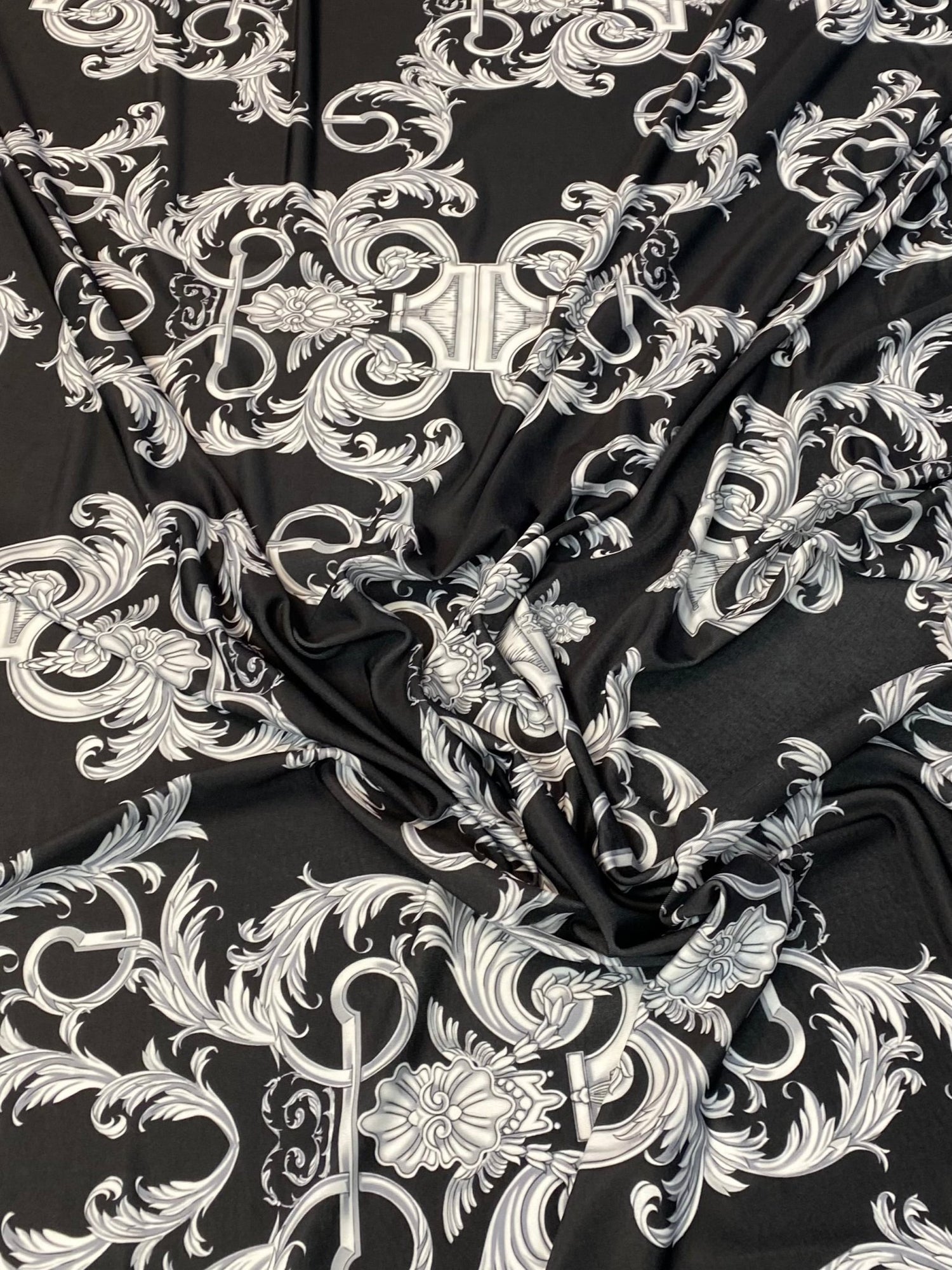 Silver Baroque Fabric by the Metre - Whotex Fabrics London