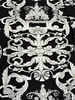 Silver Baroque Pattern, Black Silver Fabric - Whotex Online Fabric Store