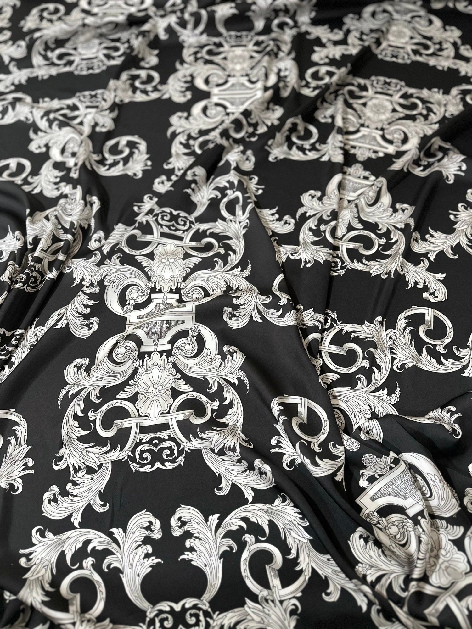 Silver Baroque Pattern Fabric - Whotex Online Fabric Store