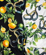Snake Lemon Pattern Fabric, Floral And Animal Theme - Whotex Online Fabric Store