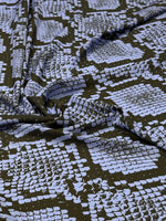 Snakeskin Print Moss Crepe Fabric by the Metre - Whotex Fabrics London