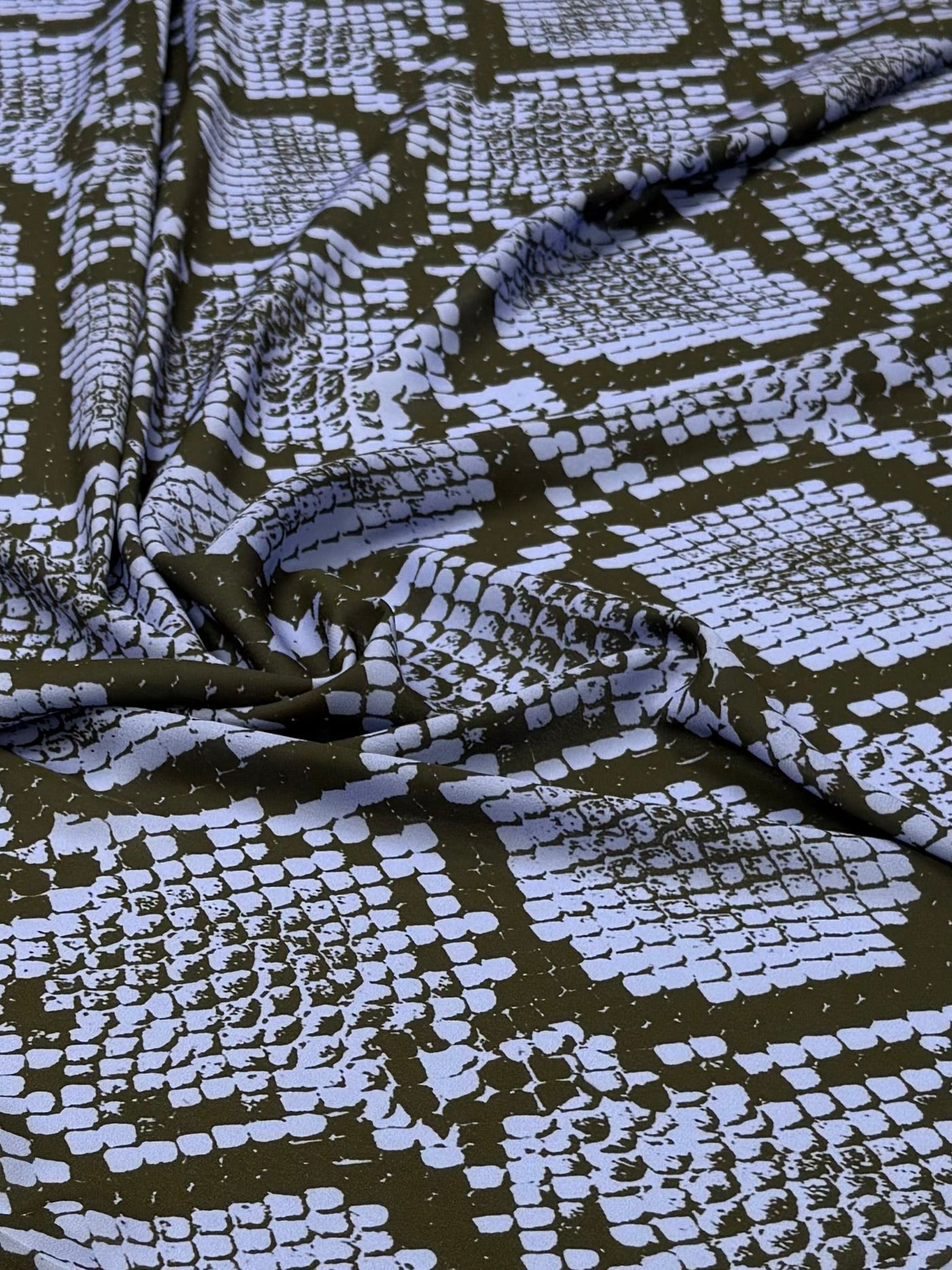 Snakeskin Print Moss Crepe Fabric by the Metre - Whotex Fabrics London