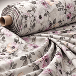 Soft Floral Print Poly Linen Fabric by the Metre - Whotex Fabrics London