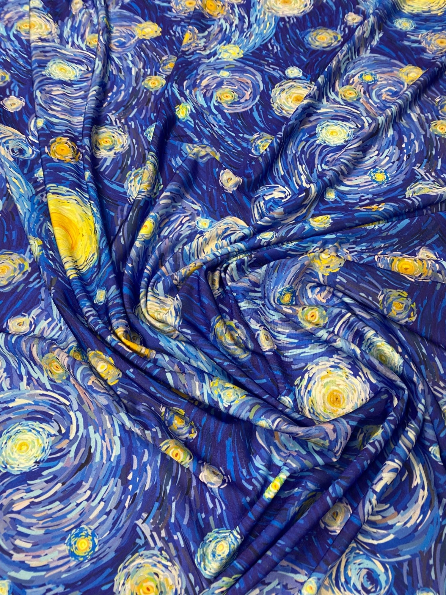 Starry Night Print Lycra Stretch Fabric by the Metre - Whotex Fabrics London