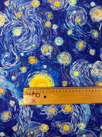 Starry Night Print Lycra Stretch Fabric by the Metre - Whotex Fabrics London