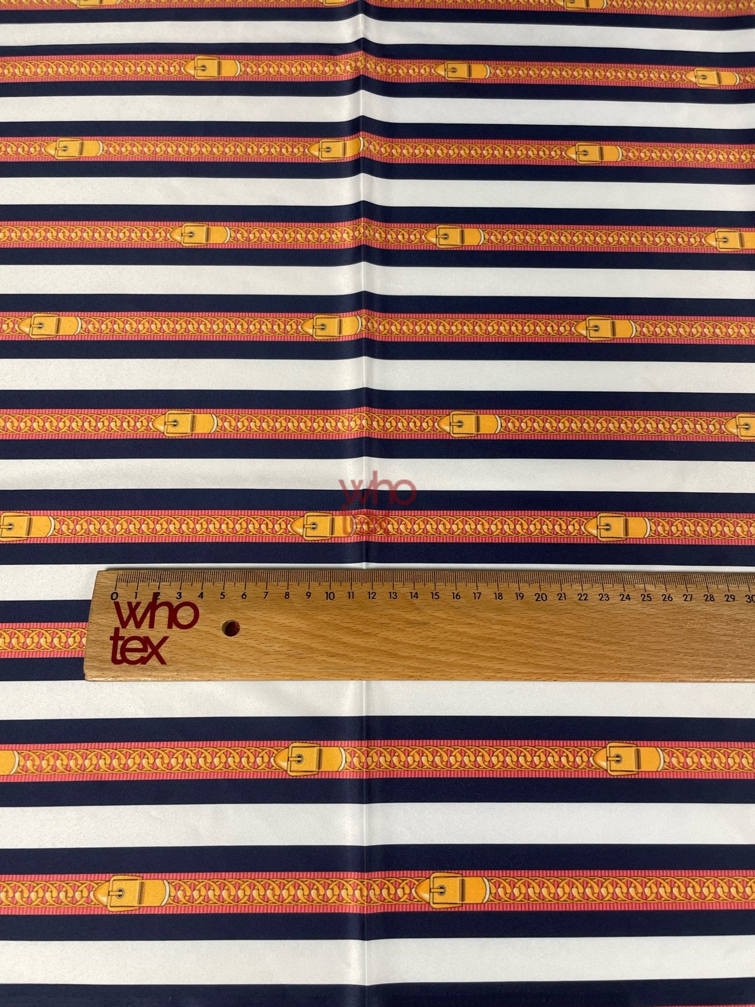 Striped Fabric with Belt and Chain Print – Nautical - Inspired Fashion Fabric - Whotex Online Fabric Store