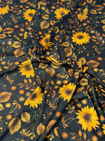 Sunflower Floral Spandex Fabric by the Metre - Whotex Fabrics London