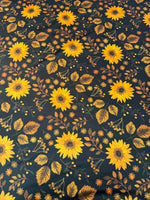 Sunflower Floral Spandex Fabric by the Metre - Whotex Fabrics London