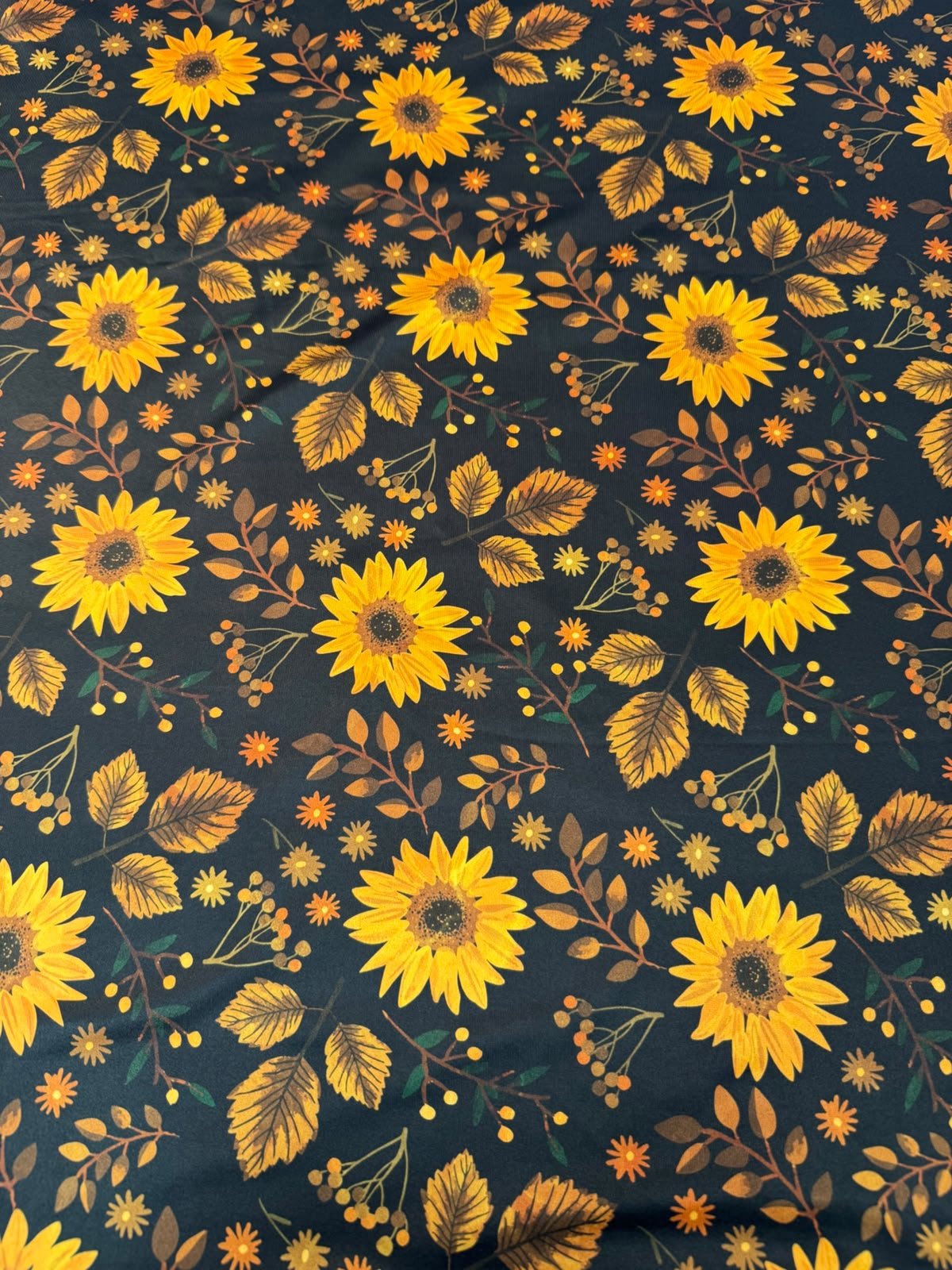 Sunflower Floral Spandex Fabric by the Metre - Whotex Fabrics London