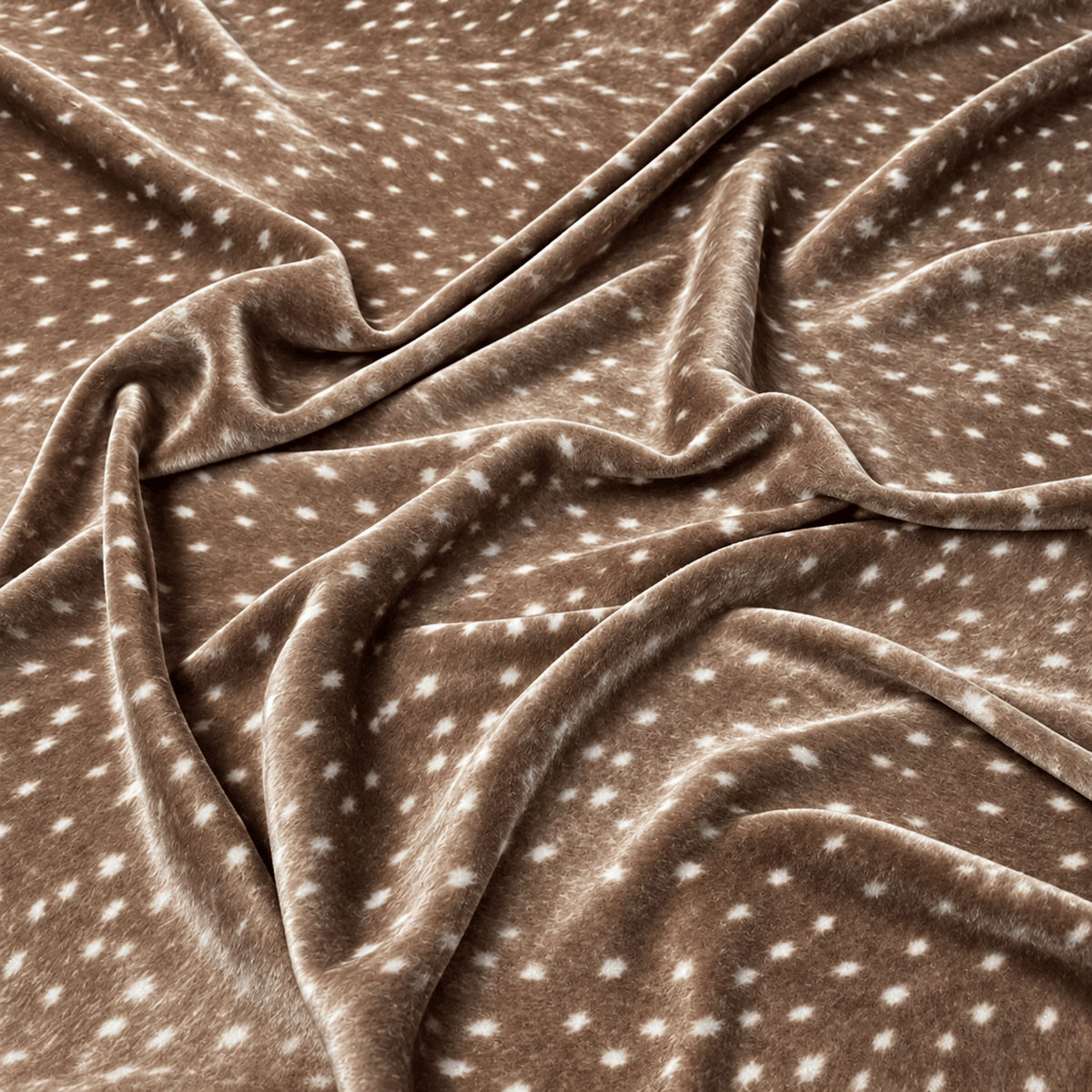 Taupe Mini Spot Print Stretch Velvet Fabric by the Metre - Whotex Fabrics London
