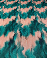 Teal Blush Abstract Lurex Fabric by the Metre - Whotex Fabrics London