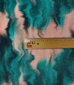 Teal Blush Abstract Lurex Fabric by the Metre - Whotex Fabrics London