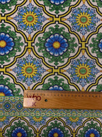 Tile Floral Lurex Fabric by the Metre - Whotex Fabrics London