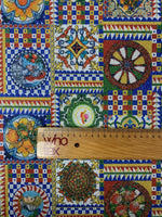 Tile Patchwork Shimmer Print Lurex Fabric by the Metre - Whotex Fabrics London