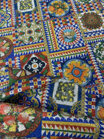 Tile Patchwork Shimmer Print Lurex Fabric by the Metre - Whotex Fabrics London
