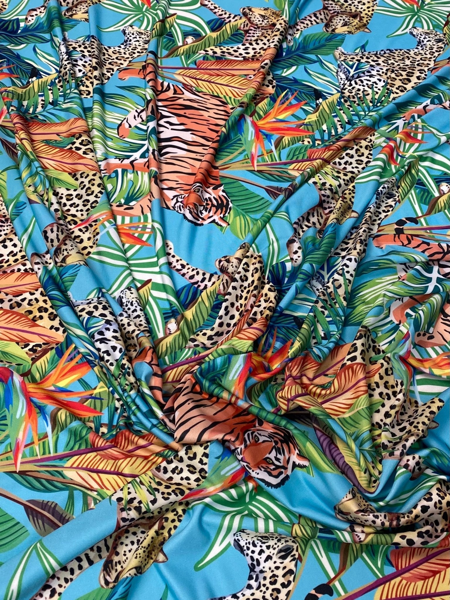 Tropical and Leopard Pattern Fabric by Metre - Whotex Fabrics London