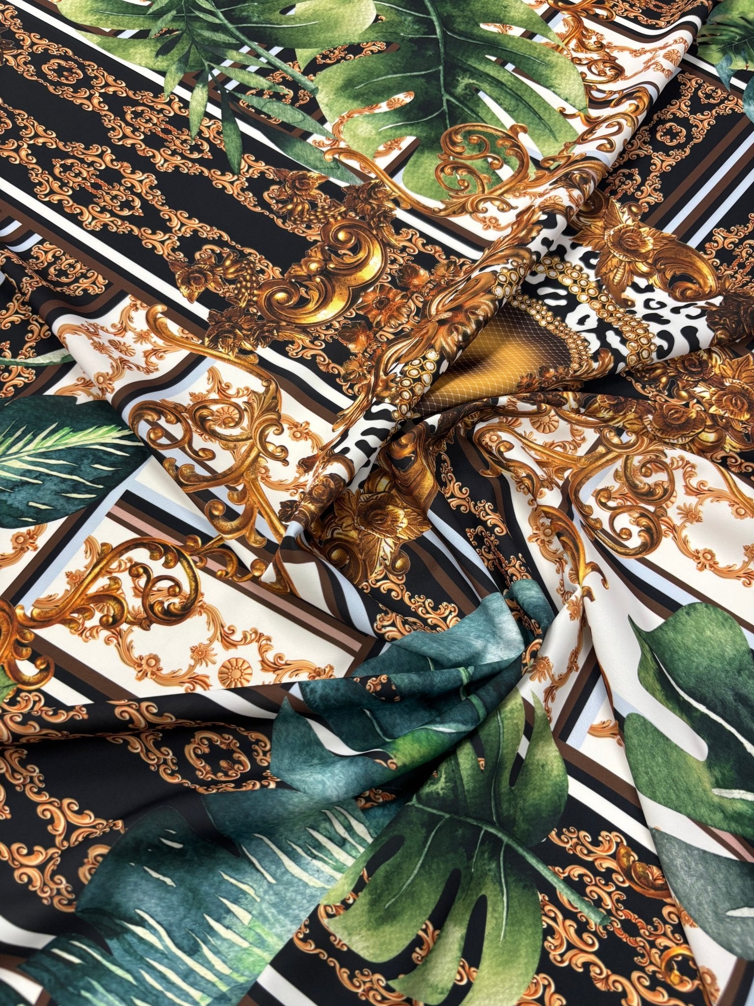 Tropical Baroque Crepe Fabric by the Metre - Whotex Fabrics London