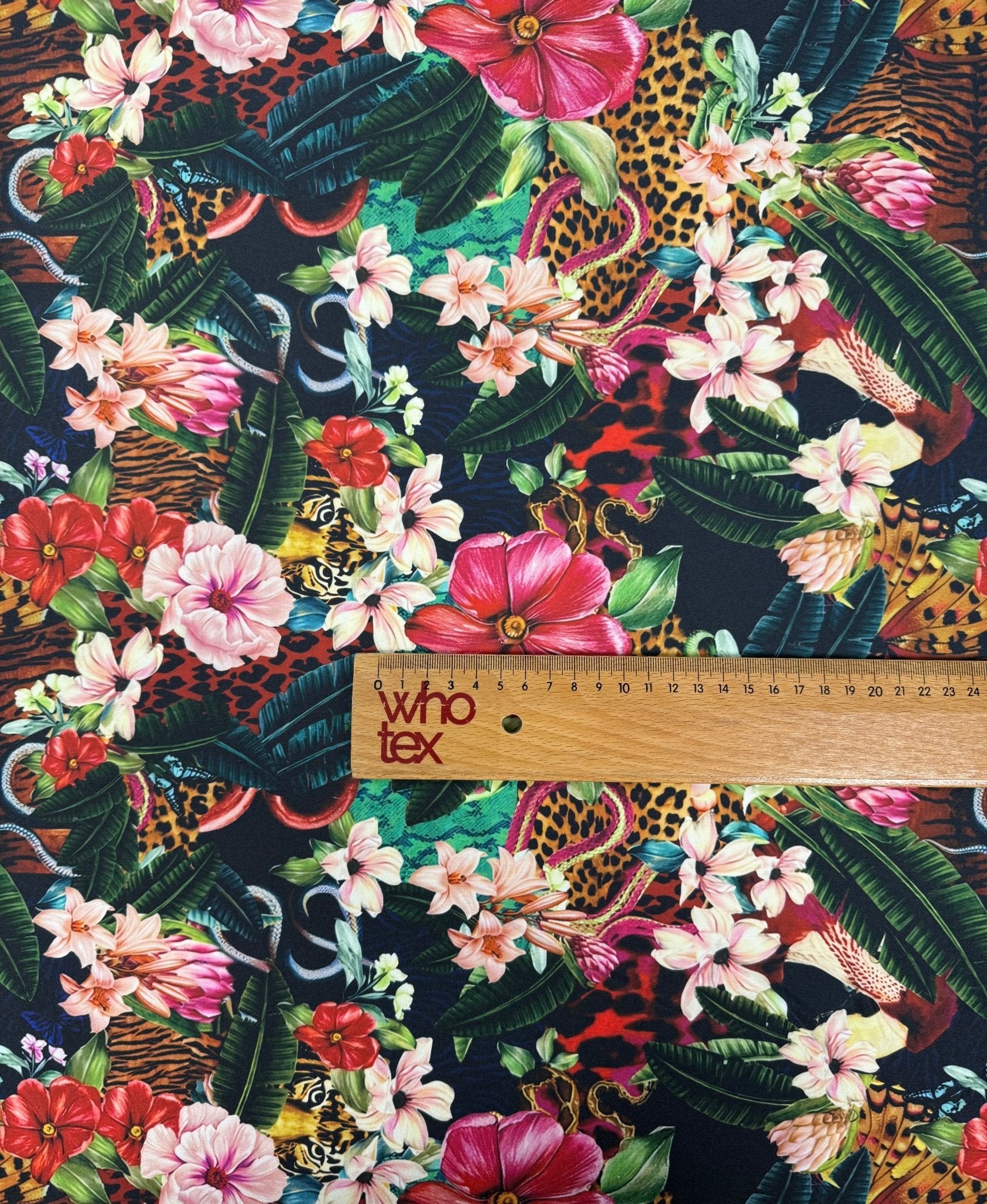 Tropical Floral Print Spandex Fabric by the Metre - Whotex Fabrics London