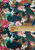 Tropical Jungle Fabric – Floral & Leopard Exotic Print by the Metre - Whotex Fabrics London
