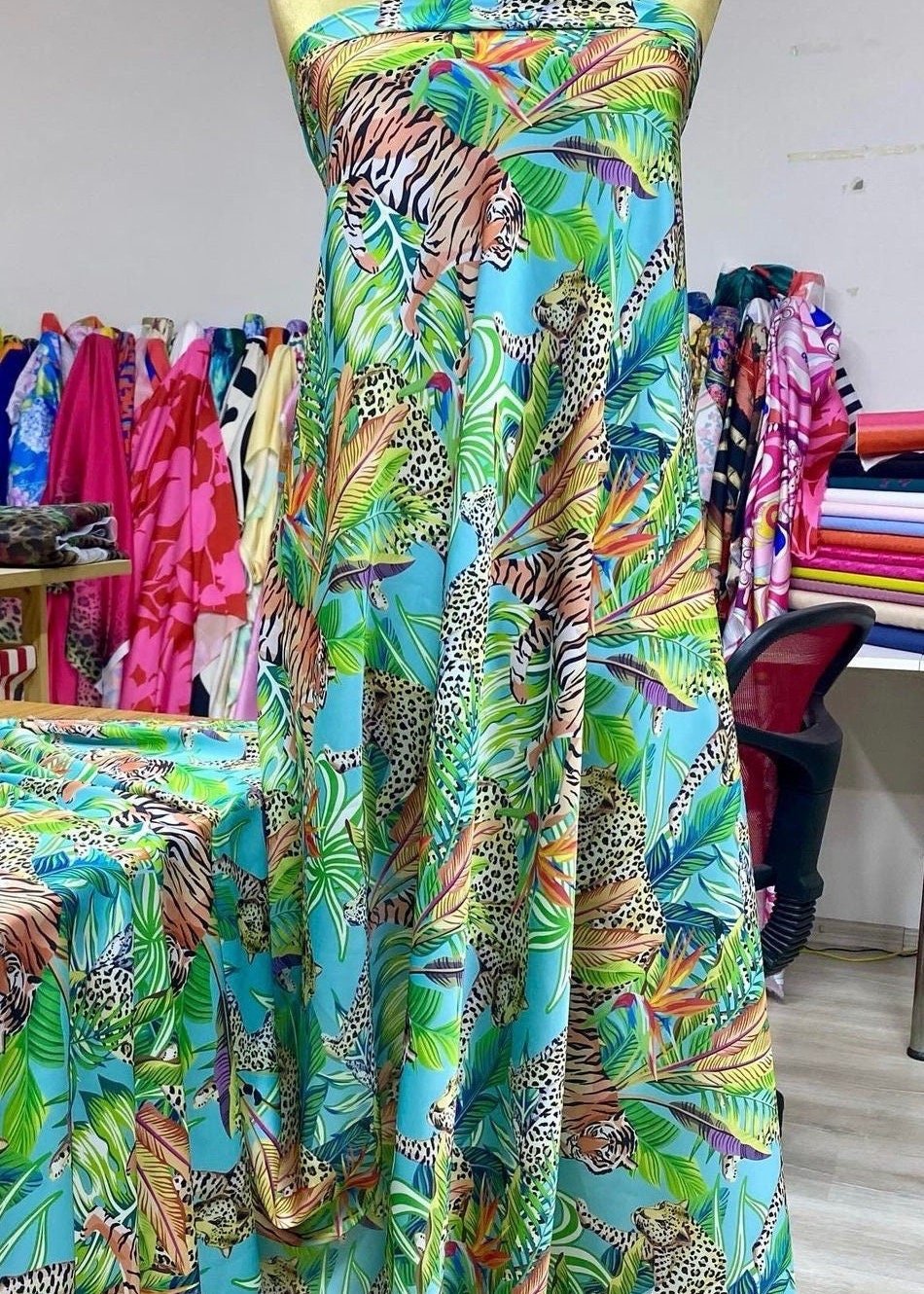 Tropical Leaf Pattern Fabric, Leopard Pattern Fabric - Whotex Online Fabric Store