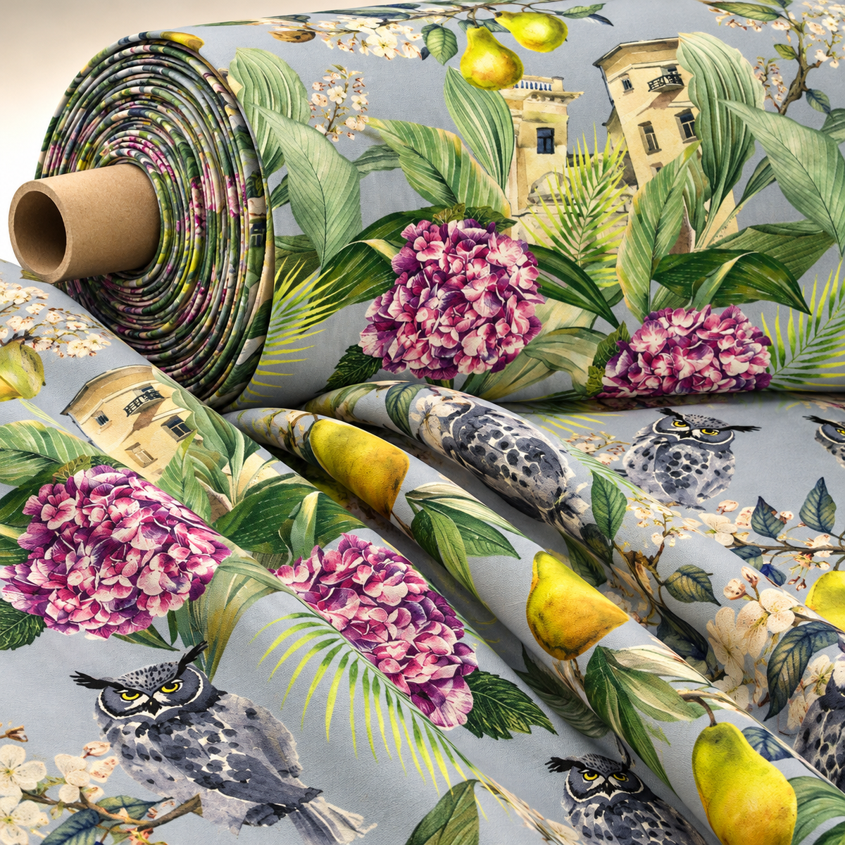 Tropical Parrot Print Crepe Fabric by Metre - Whotex Fabrics London