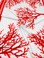 Turquoise Coral Crepe Fabric by the Metre - Whotex Fabrics London