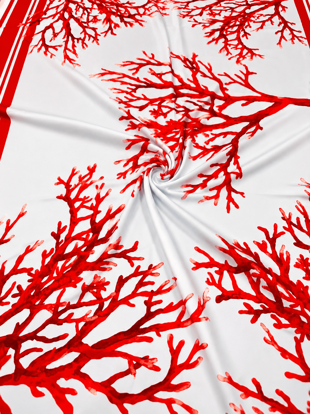 Turquoise Coral Crepe Fabric by the Metre - Whotex Fabrics London
