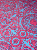Turquoise & Fuchsia Baroque Spandex Fabric by the Metre - Whotex Fabrics London
