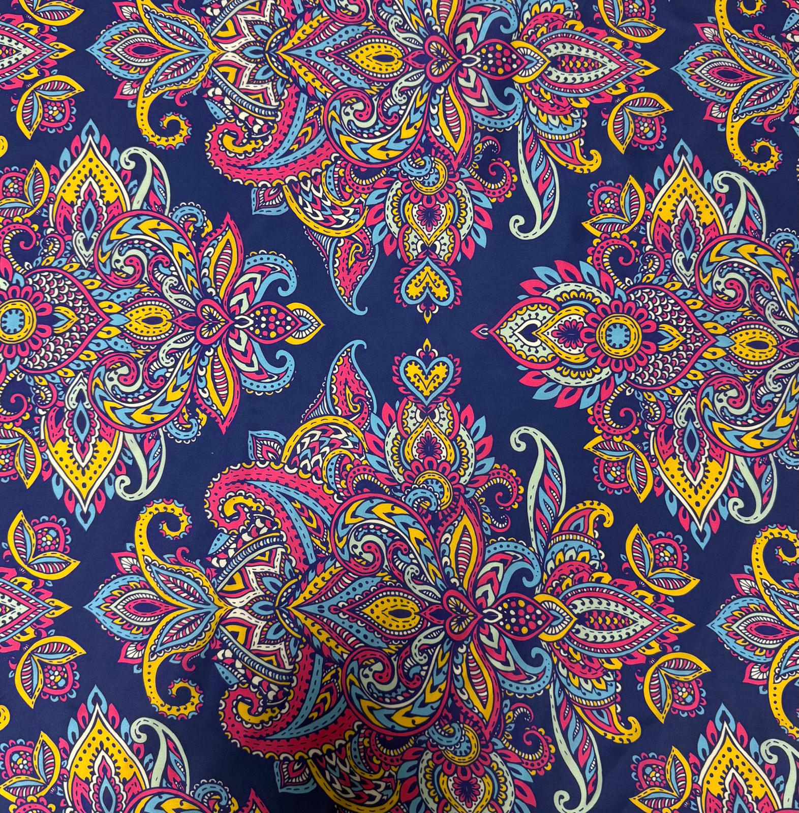 Vibrant Bohemian Paisley Fabric – Custom Printed Fabric on Satin, Crepe, Spandex or Chiffon - Whotex Fabrics London