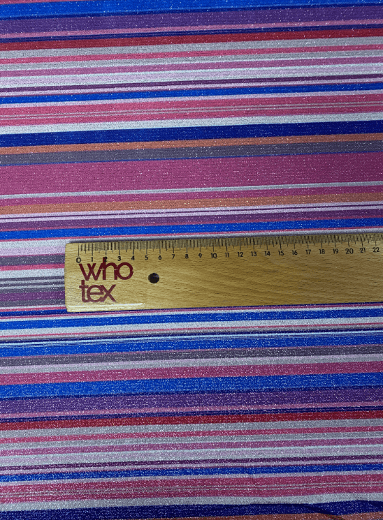 Vibrant Multicolour Striped Lurex Fabric by the Metre - Whotex Fabrics London