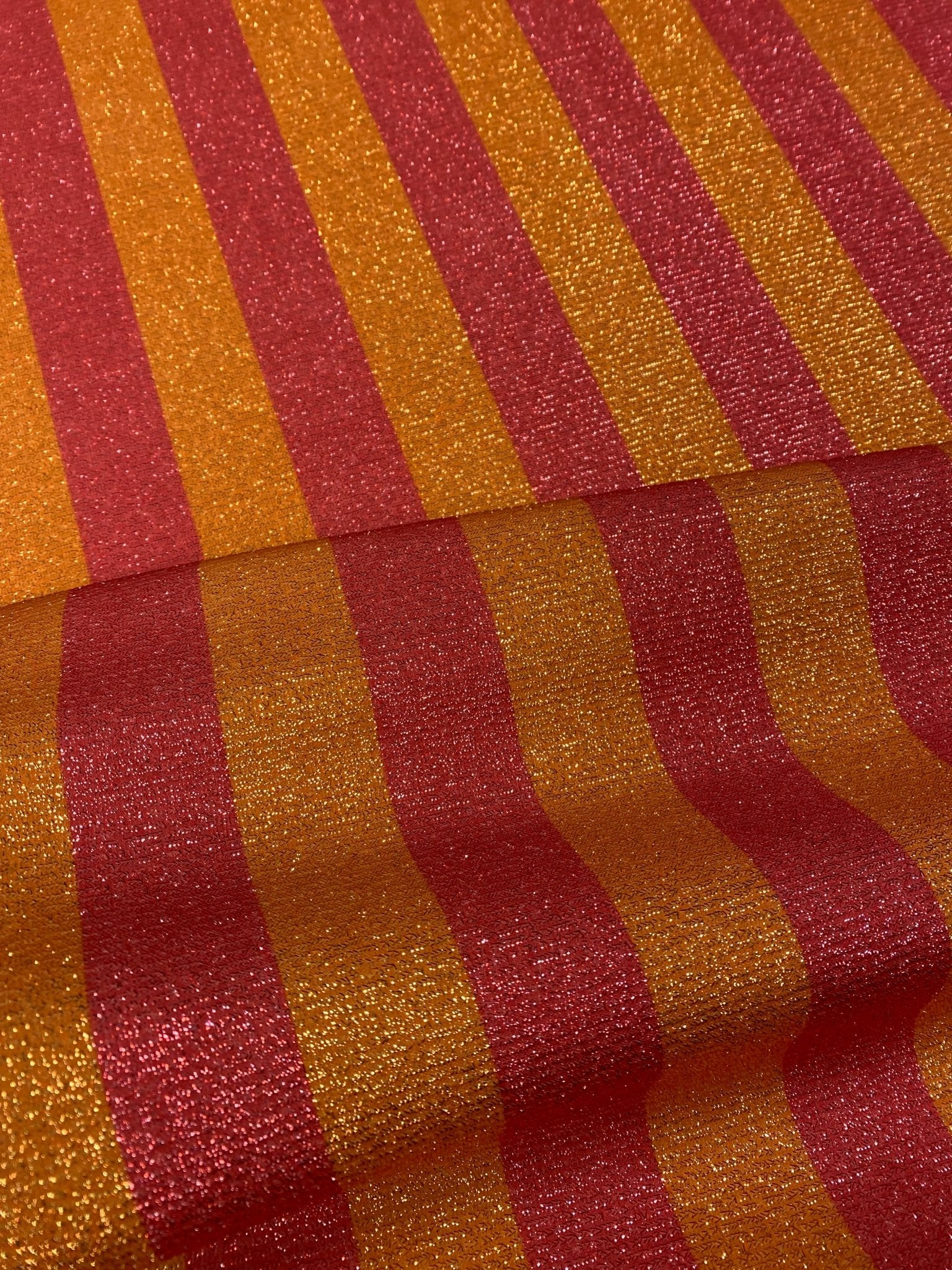 Vibrant Orange & Red Striped Fabric by the Metre - Whotex Fabrics London