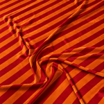 Vibrant Orange & Red Striped Velvet Fabric by the Metre - Whotex Fabrics London