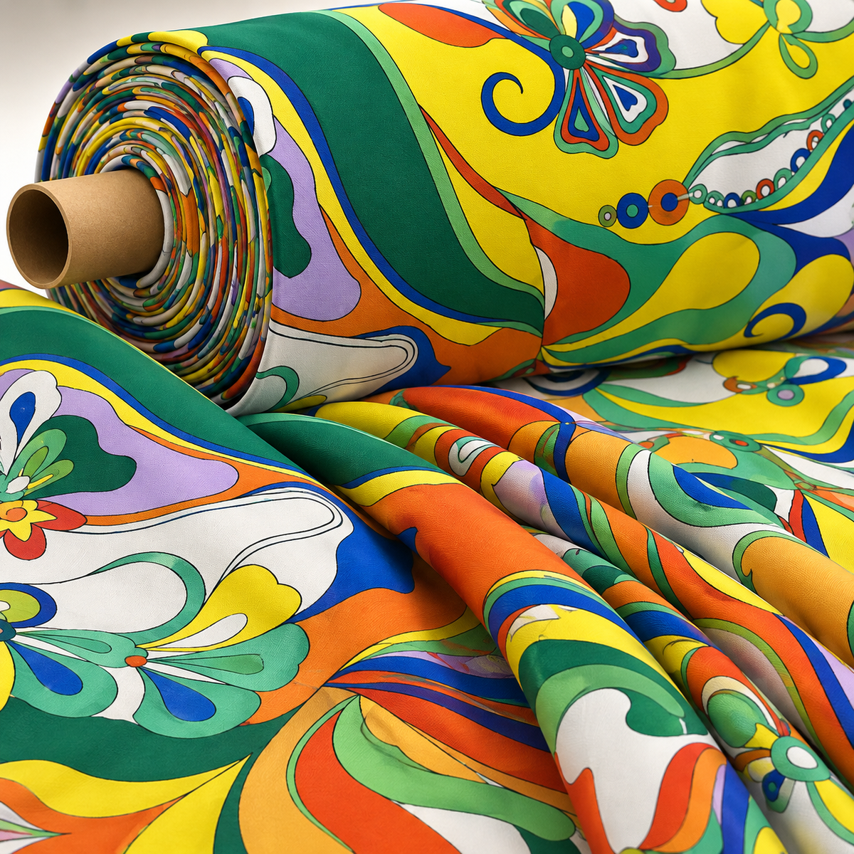 Vibrant Psychedelic Pattern Fabric by Metre - Whotex Fabrics London