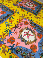 Vibrant Starfish & Seashells Organic Cotton Poplin Fabric by the Metre - Whotex Fabrics London