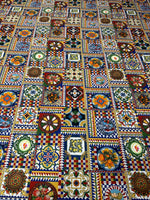 Vibrant Tile Print Crepe Fabric by the Metre - Whotex Fabrics London