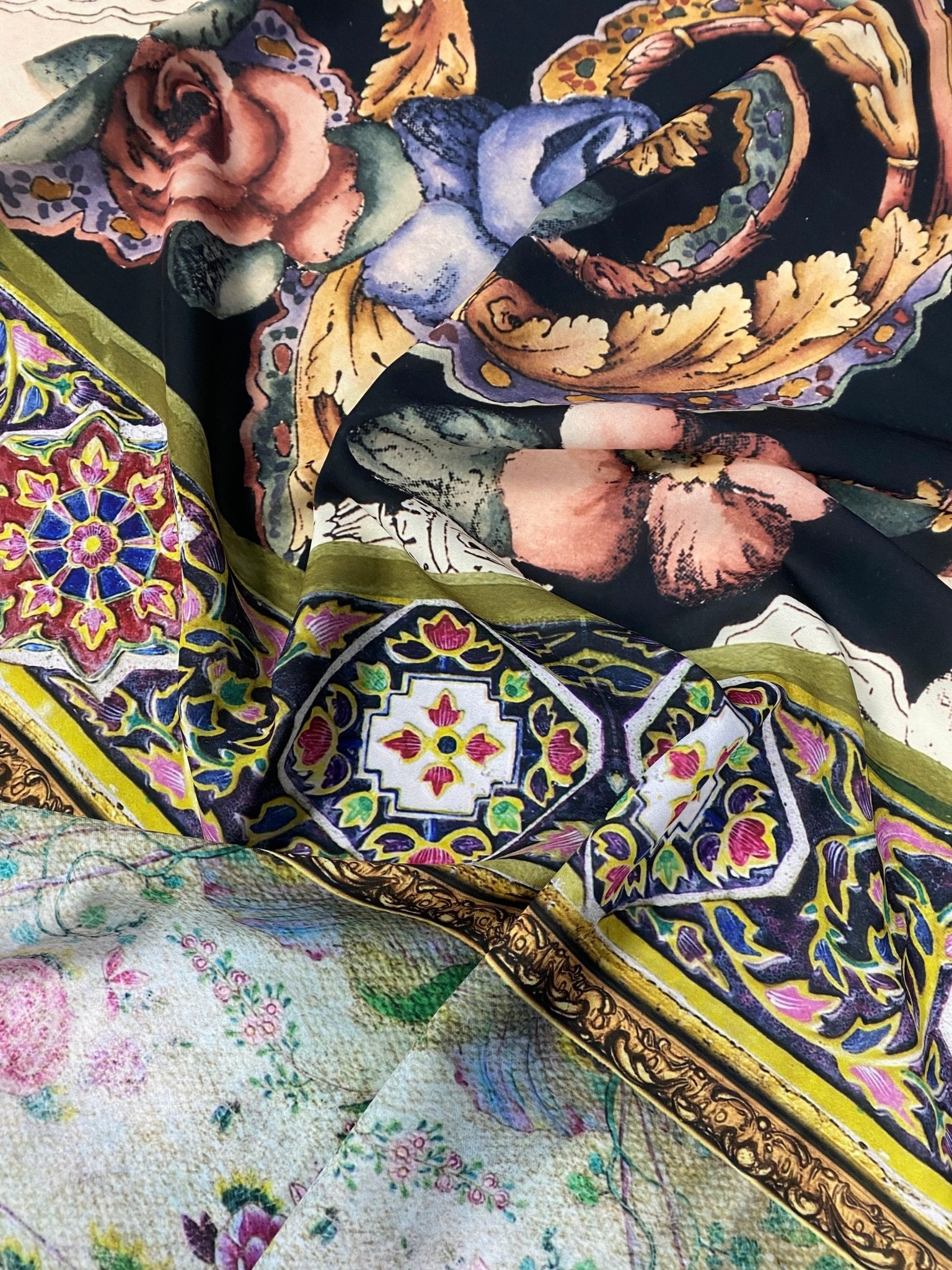Vintage Baroque Floral Fabric by Metre - Whotex Fabrics London