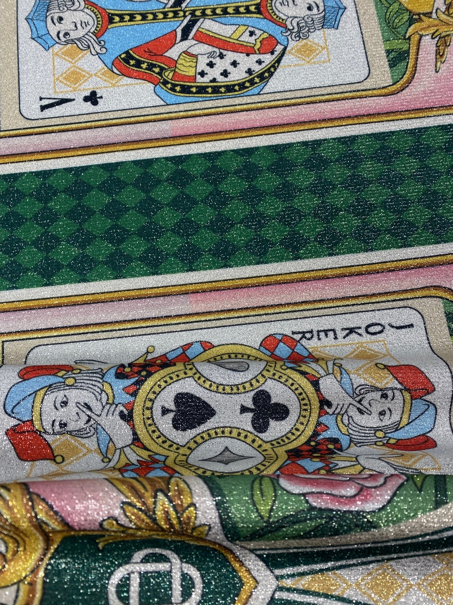 Vintage Card Panel Lurex Fabric by the Metre - Whotex Fabrics London